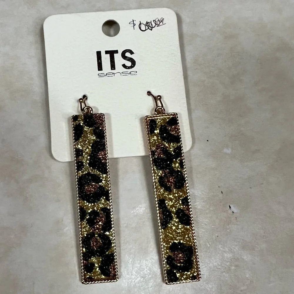 Leopard Goldtone 2.5” Earrings